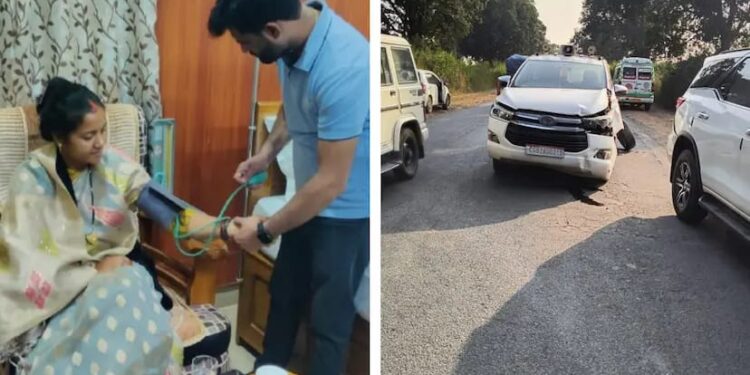 छत्तीसगढ़ महिला बाल विकास मंत्री लक्ष्मी राजवाड़े के काफिले का वाहन दुर्घटनाग्रस्त, सभी सुरक्षित..