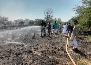 ईद के दिन कब्रिस्तान में आग लगने से मची अफरा तफरी 
