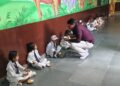 पान कुंवर इंटरनेशनल स्कूल, ग्वालियर बायपास पर अष्टमी पर कन्या भोज का आयोजन।