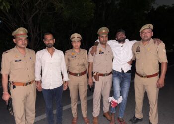 गाजियाबाद: इंदिरापुरम में मुठभेड़ के बाद दो लुटेरे गिरफ्तार, एक घायल; तमंचा और सोने की चेन बरामद