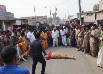 अम्बेडकरनगर में युवक की मौत के बाद सड़क पर शव रखकर प्रदर्शन,