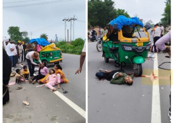 कार व ऑटो भिड़ंत मे एक युवक की मौत, दो बच्चो समेत पांच लोग घायल हो गए