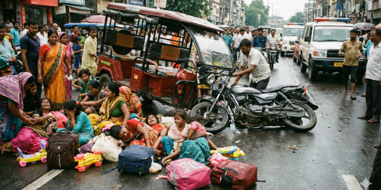 सुल्तानपुर में ई-रिक्शा और बाइक की जोरदार टक्कर, हादसे में छह घायल, दो गंभीर