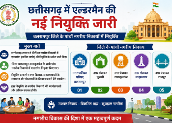 छत्तीसगढ़ में एल्डरमैन की नई नियुक्ति जारी, बलरामपुर जिले के सभी नगरीय निकायों में नामित पार्षद नियुक्त